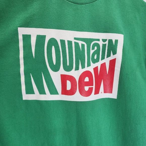 Mountain Dew Vintage Logo Original Dew Shirt Green Single Stitch USA Men Size XL - Picture 4 of 6